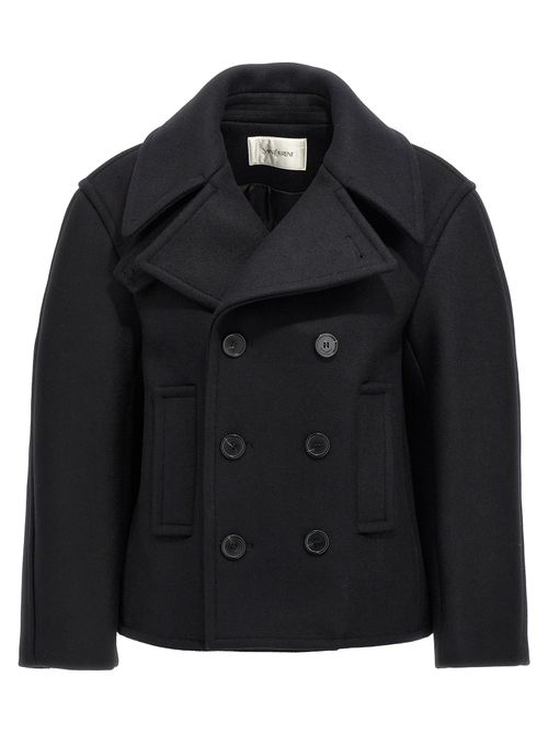Virgin Wool Double-Breasted Coat — Black