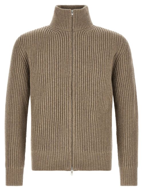 Ribbed Wool Blend Jacket — Beige