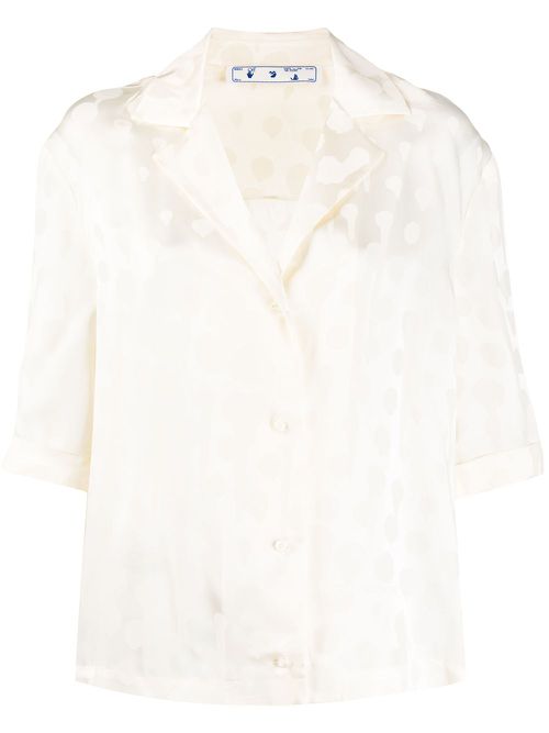 Splatter-effect polka dot top - Neutrals