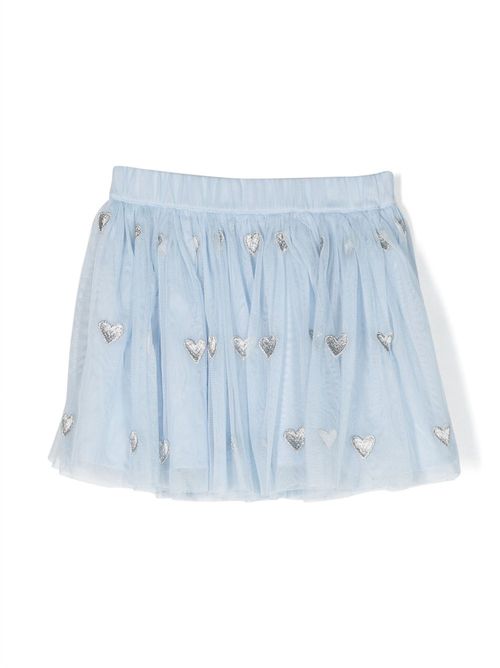 Heart-motif embroidered skirt - Blue