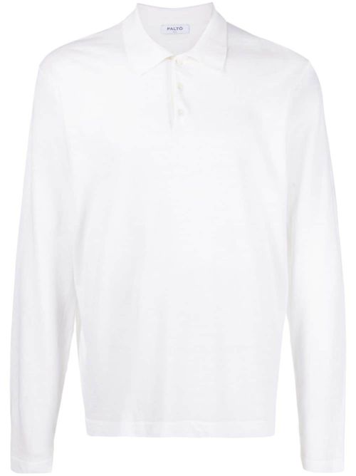 White Long Sleeve Linen Polo Shirt