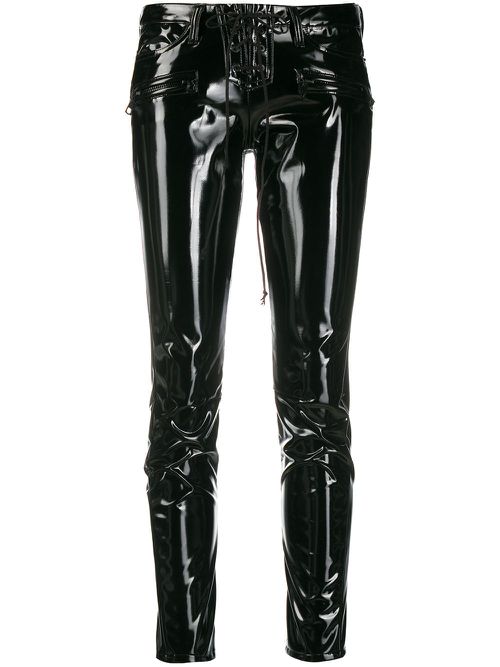 Two-tone slim-fit trousers - Black