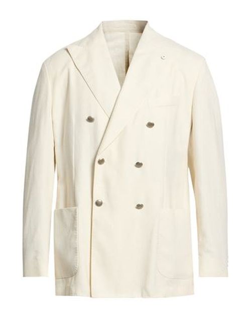 L. b.m. 1911 Man Blazer Cream Size 42 Virgin Wool, Wool, Linen