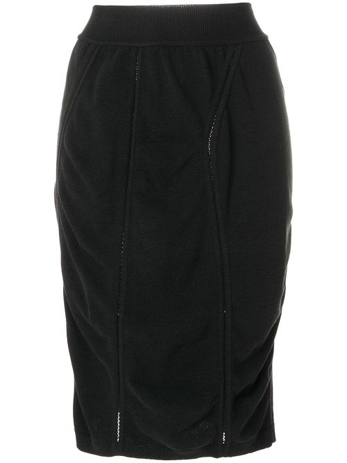 1980's midi draped pencil skirt - Black