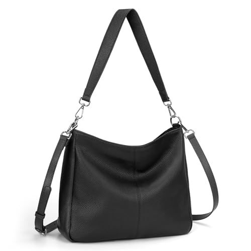 Befen Black Genuine Leather Hobo Bags Purses for Women