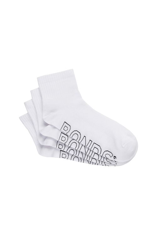 Mens Logo Lightweight Quarter Crew 4 Pack Socks in White 