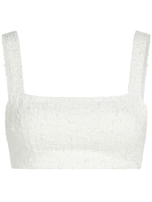 Bouclé crop top - White