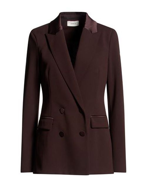 Woman Blazer Chocolate brown Size M Polyester, Elastane