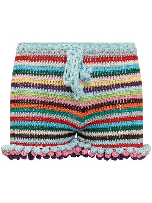 Crochet-knit shorts - Blue