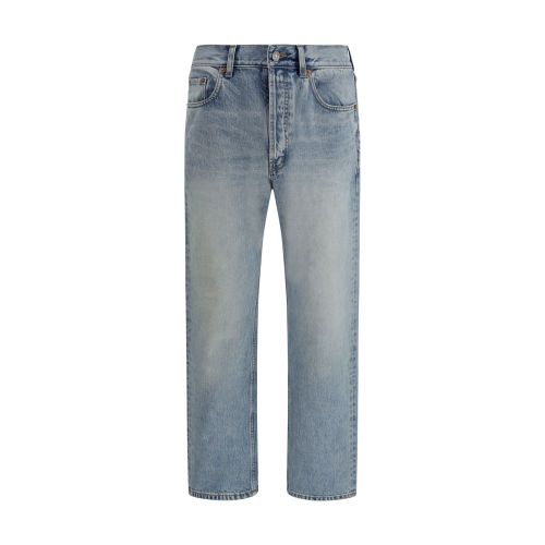 Stonewashed Straight-Leg Denim Jeans — Blue