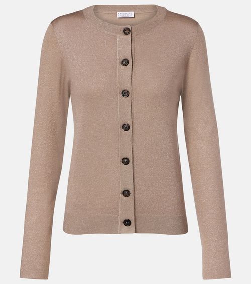 Cashmere-blend lamé cardigan