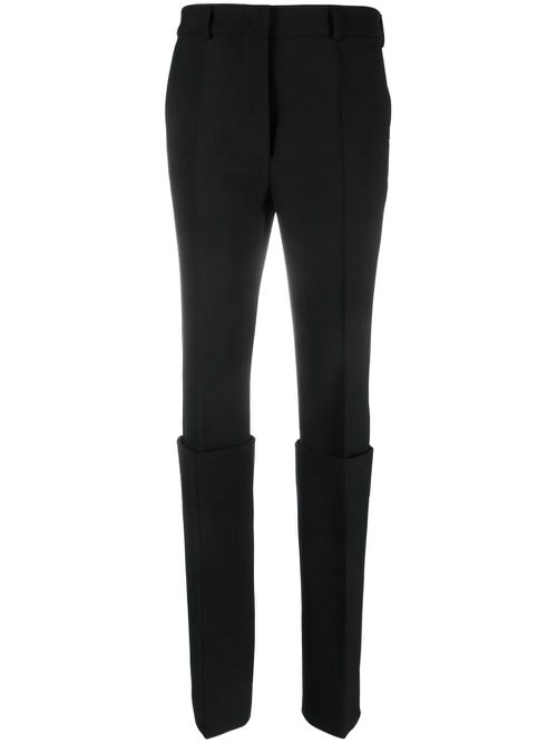 Turn-up hem slim-fit trousers - Black