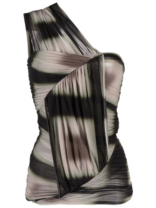 Ombré-effect asymmetric draped top - Black