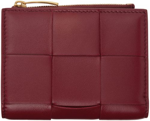 Bottega Veneta Red Small Cassette Bi-Fold Zip Wallet