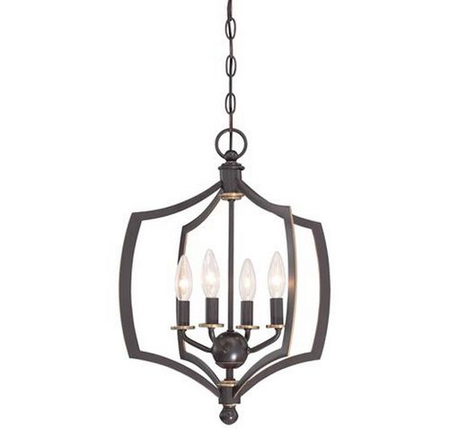 Middletown 4-Light 16" Transitional Chandelier in Downton Bronze with Gold Highlight