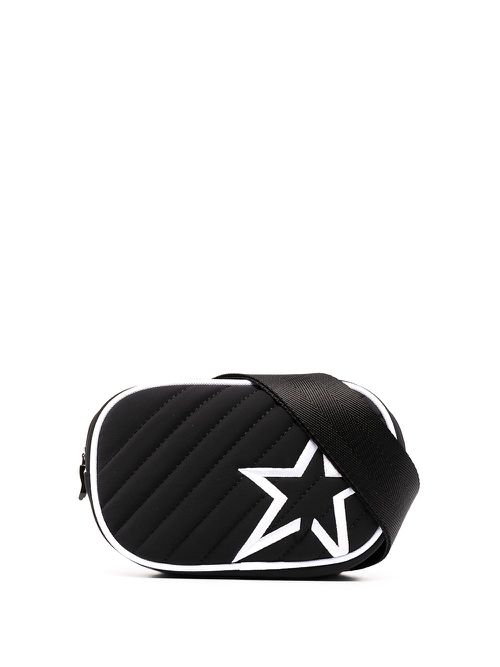 Quilted star embroidered belt bag - Black