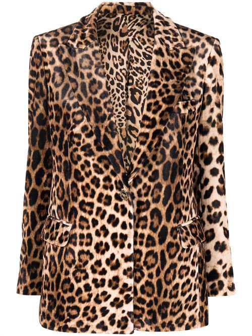 Leopard-print blazer - Brown