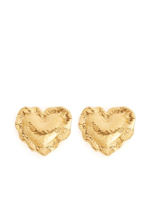Heart brass earrings - Gold