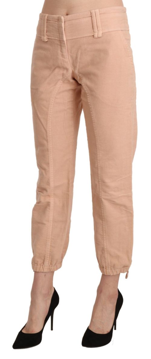 Cropped Cotton Trousers — Beige