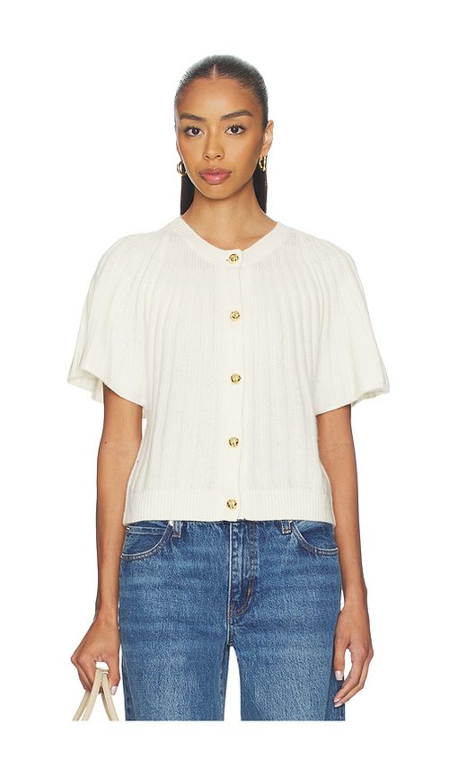 FRAME Flutter Cardi in Cream. - L also in