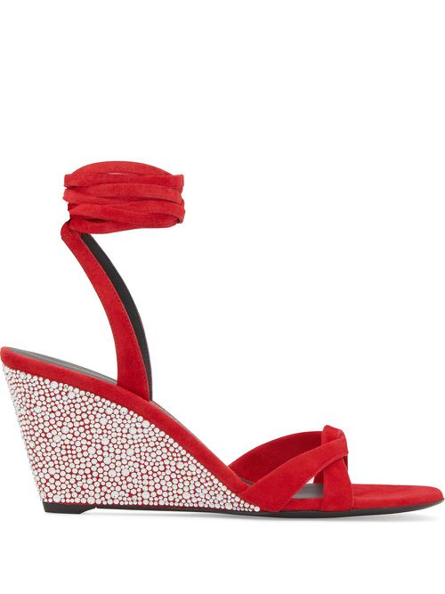 Crystal-embellished sandals - Red