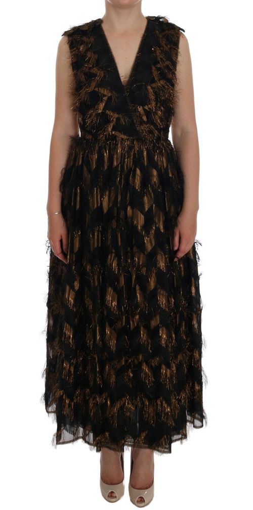 Fringe and Lace A-Line Dress — Black