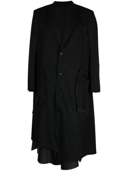 Asymmetric single-breasted wool coat - Black