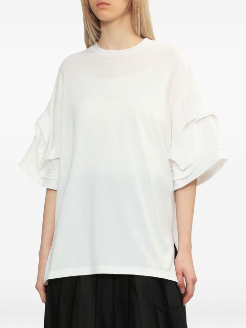 Layered-frill T-shirt - White