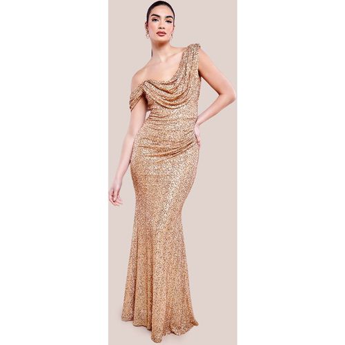 Sequin Cowl One Shoulder Maxi Dress