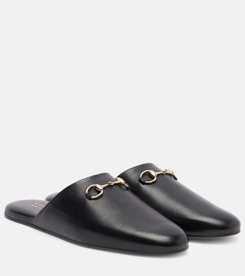 Horsebit leather mules