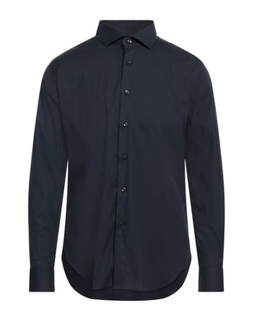 Man Shirt Midnight blue Size 17 Cotton, Polyamide, Elastane