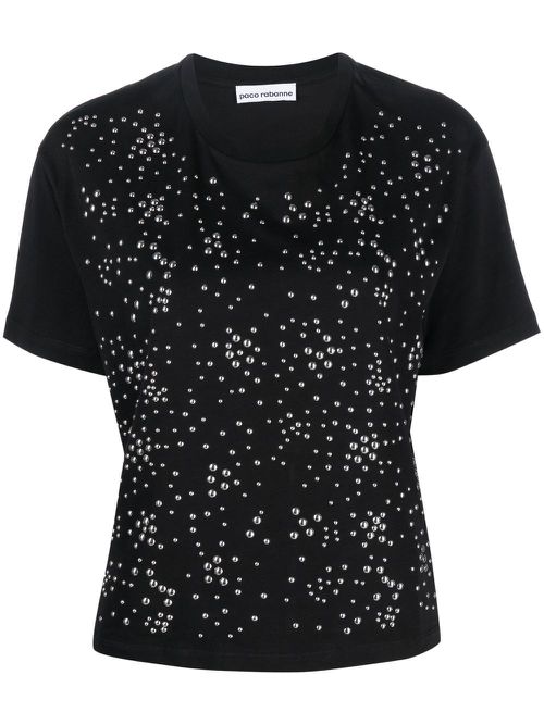 Studded short-sleeved T-shirt - Black