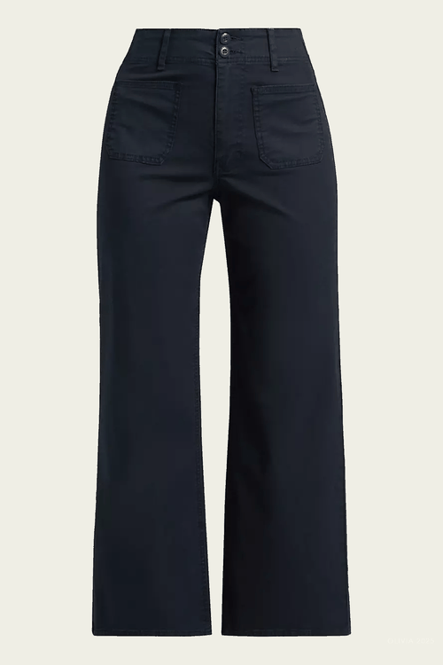 Grant Cropped High-Rise Wide Leg Pants in Navy