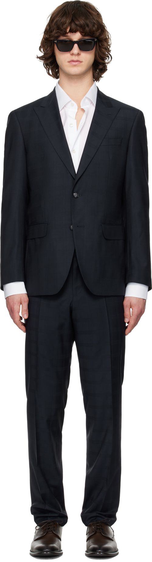 Navy Checkered Suit