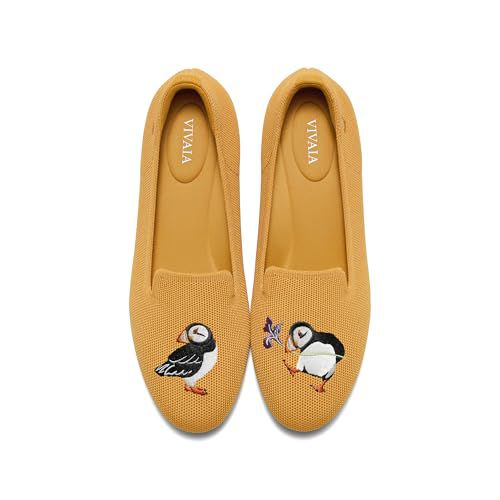 VIVAIA Audrey Embroidered Loafers Round-Toe Smart Casual Comfortable Slip On