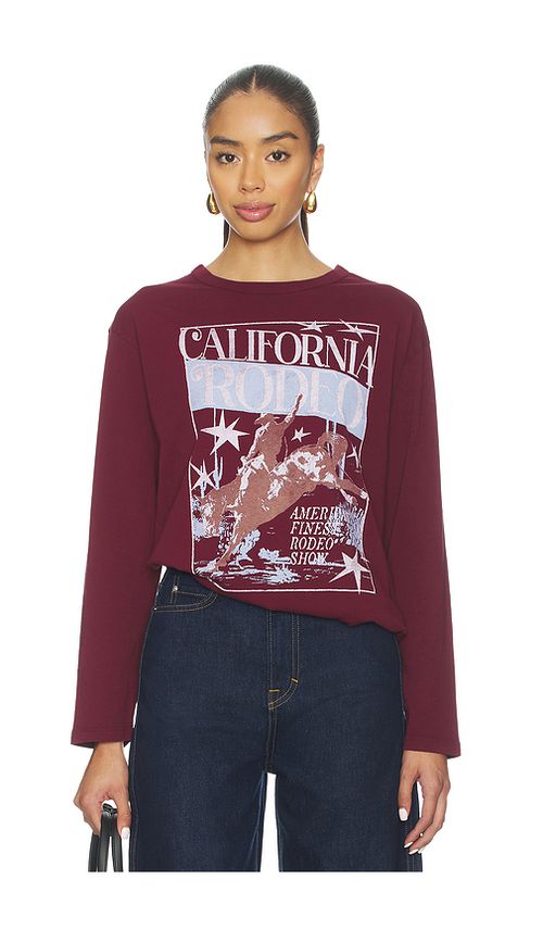 DAYDREAMER California Rodeo Crew Long Sleeve in Burgundy. XL. Also in L, M