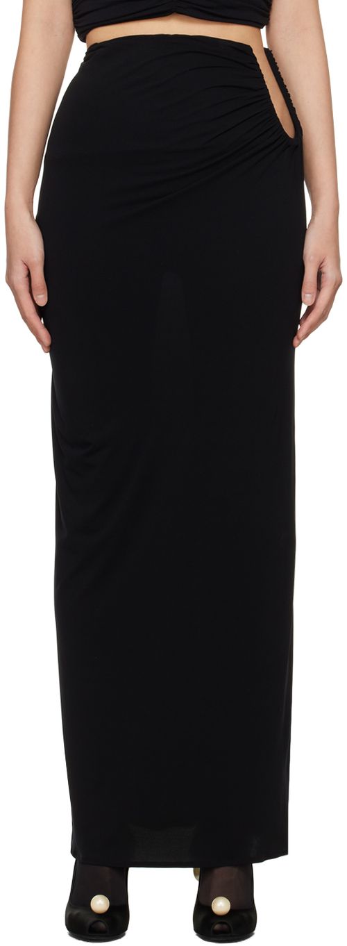 Magda Butrym Black Hip Plunge Maxi Skirt