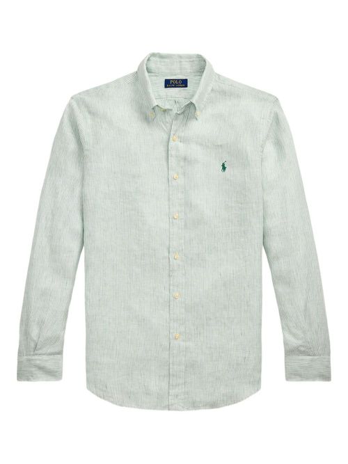 Striped linen shirt - Green