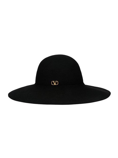 Women's Large Logo Brim Felted Hat - Black