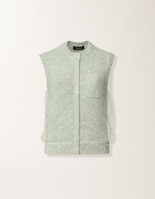 Cropped vest in mouliné yarn, Ghirri green