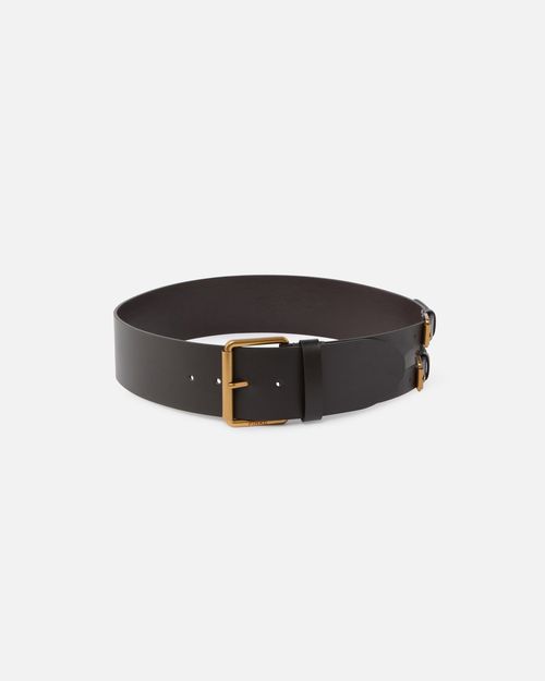 Smooth leather belt with straps, 6 cm - L