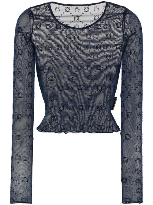 Moonogram mesh longsleeved top - Blue