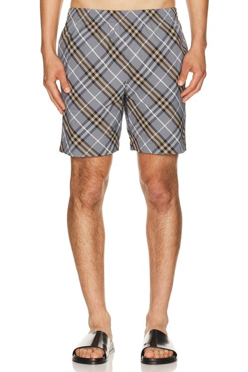 Burberry Seb Check Swim Short in Wave Blue Check - Blue. S also in M, L, XL/1X, XXL/2X