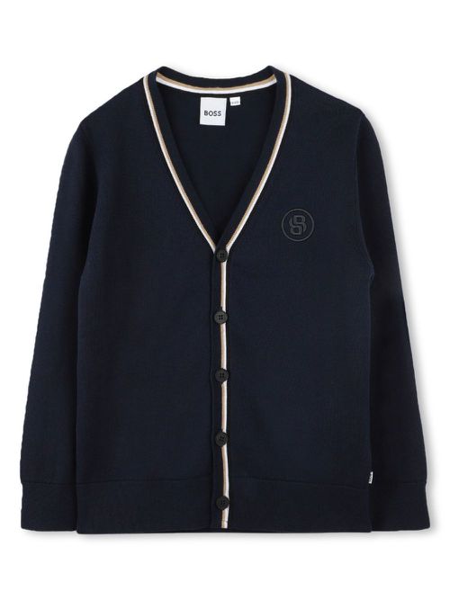 Logo-embroidered cotton cardigan - Blue