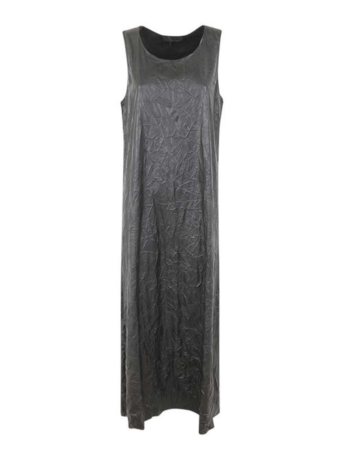 Crinkled faux leather long dress