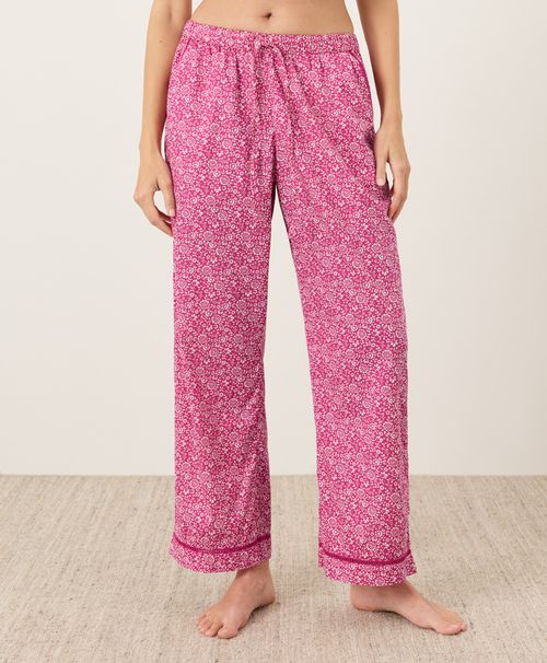 Women's Block Print Pink Breezy Cotton Sleep Pant