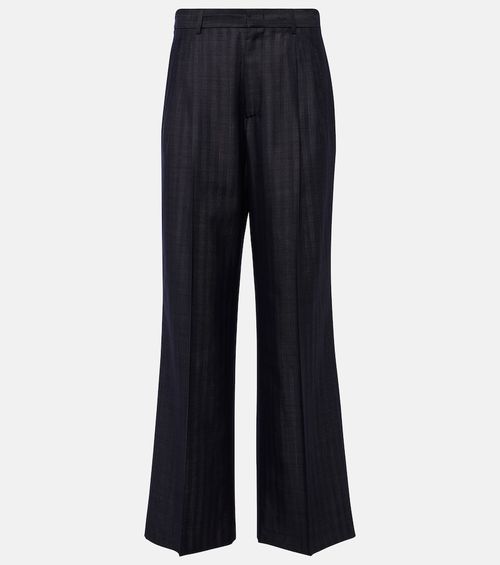 Pleated wool-blend wide-leg pants