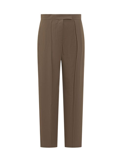 Olive Green Tailored Flat Front Pants