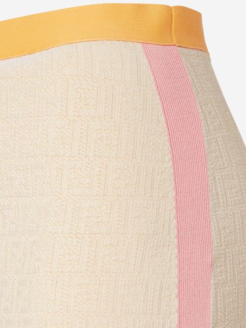Cotton and Silk Colour-Block Skirt — Beige
