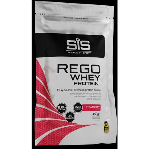 REGO Whey Protein Powder - 22g Protein with BCAA Amino Acids - Strawberry - 450g